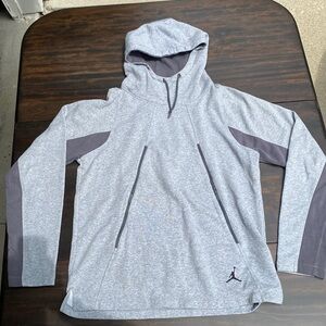 Nike Air Jordan Pullover Sweater Gray Hoodie Full Zip Pockets Logo